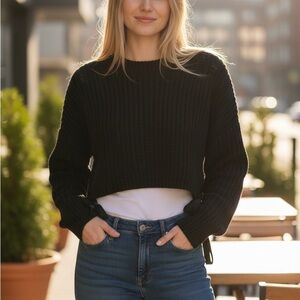 5 a 7 Cinq a Sept Tous Les Jours Eddie Rib-Knit Navy Sweater w/Side Ties - Sz XS